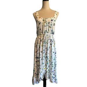 Ann Taylor Loft- White Floral Button Midi Dress- size 8